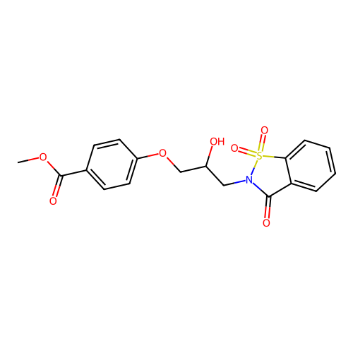 Methyl 4-[2-hydroxy-3-(1,1,3-trioxo-1,2-benzothiazol-2-yl)propoxy]benzoate structure