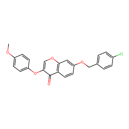 7-((4-chlorobenzyl)oxy)-3-(4-methoxyphenoxy)-4H-chromen-4-one structure