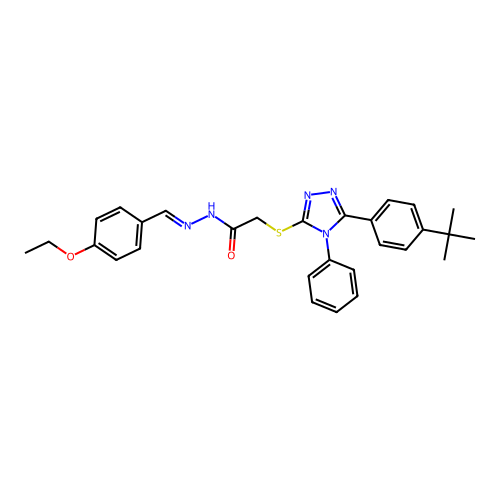 2-{[5-(4-tert-butylphenyl)-4-phenyl-4H-1,2,4-triazol-3-yl]sulfanyl}-N'-[(E)-(4-ethoxyphenyl)methylidene]acetohydrazide structure