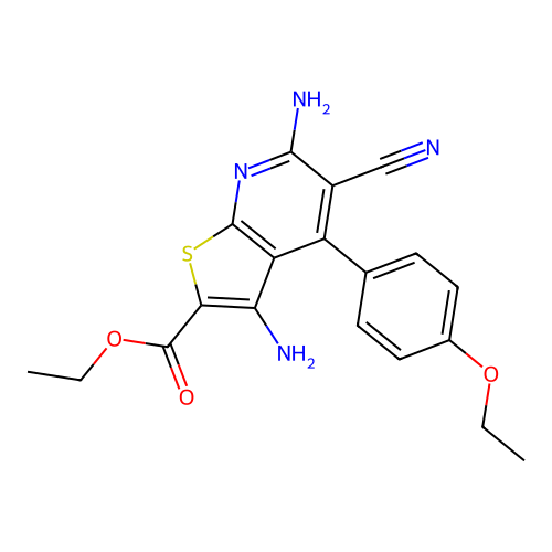 Ethyl 3,6-diamino-5-cyano-4-(4-ethoxyphenyl)thieno[2,3-b]pyridine-2-carboxylate structure