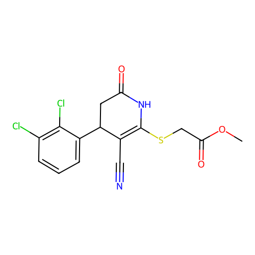 methyl {[3-cyano-4-(2,3-dichlorophenyl)-6-oxo-1,4,5,6-tetrahydropyridin-2-yl]sulfanyl}acetate structure