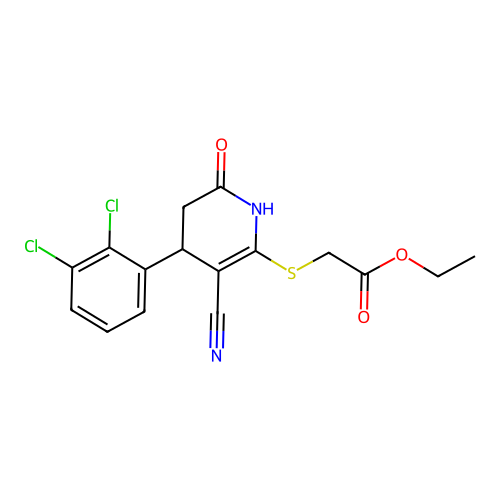 ethyl {[3-cyano-4-(2,3-dichlorophenyl)-6-oxo-1,4,5,6-tetrahydropyridin-2-yl]sulfanyl}acetate structure