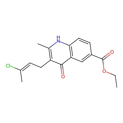 ethyl 3-[(2E)-3-chlorobut-2-en-1-yl]-4-hydroxy-2-methylquinoline-6-carboxylate structure