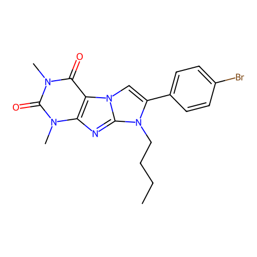 7-(4-bromophenyl)-8-butyl-1,3-dimethyl-1H-imidazo[2,1-f]purine-2,4(3H,8H)-dione structure
