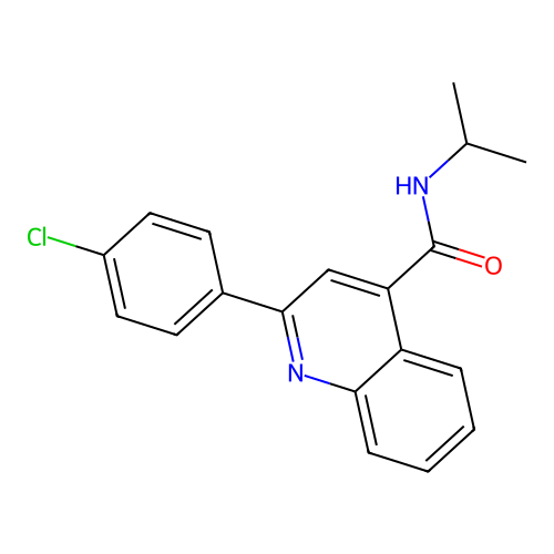 2-(4-chlorophenyl)-N-(propan-2-yl)quinoline-4-carboxamide structure