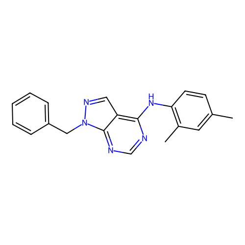 1-benzyl-N-(2,4-dimethylphenyl)pyrazolo[3,4-d]pyrimidin-4-amine structure