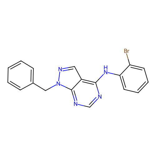 1-benzyl-N-(2-bromophenyl)-1H-pyrazolo[3,4-d]pyrimidin-4-amine structure