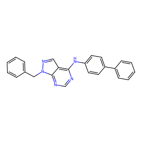 1-benzyl-N-(4-phenylphenyl)pyrazolo[3,4-d]pyrimidin-4-amine structure
