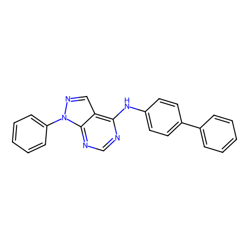 1-phenyl-N-(4-phenylphenyl)pyrazolo[3,4-d]pyrimidin-4-amine structure