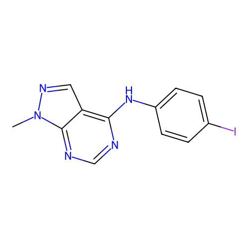 N-(4-iodophenyl)-1-methylpyrazolo[3,4-d]pyrimidin-4-amine structure