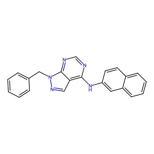 1-benzyl-N-(naphthalen-2-yl)-1H-pyrazolo[3,4-d]pyrimidin-4-amine structure