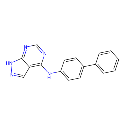 N-[(4E)-1,7-dihydro-4H-pyrazolo[3,4-d]pyrimidin-4-ylidene]biphenyl-4-amine structure