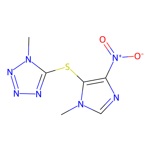 Tetrazole, 1-methyl-5-(1-methyl-4-nitro-5-imidazolylthio)- structure