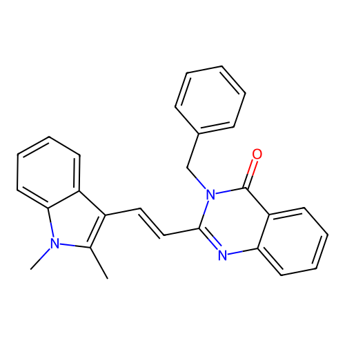 3-benzyl-2-[(E)-2-(1,2-dimethyl-1H-indol-3-yl)ethenyl]quinazolin-4(3H)-one structure