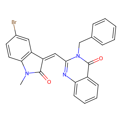 3-benzyl-2-[(Z)-(5-bromo-1-methyl-2-oxoindol-3-ylidene)methyl]quinazolin-4-one structure