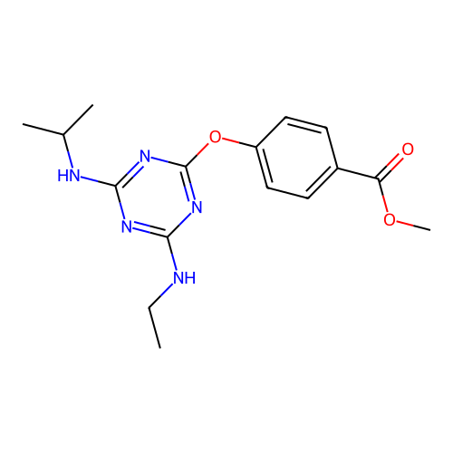 Methyl 4-{[4-(ethylamino)-6-(isopropylamino)-1,3,5-triazin-2-yl]oxy}benzoate structure