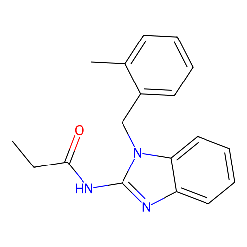 N-[1-[(2-methylphenyl)methyl]benzimidazol-2-yl]propanamide structure