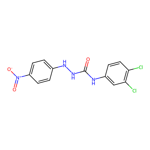 N-(3,4-dichlorophenyl)-2-(4-nitrophenyl)hydrazinecarboxamide structure