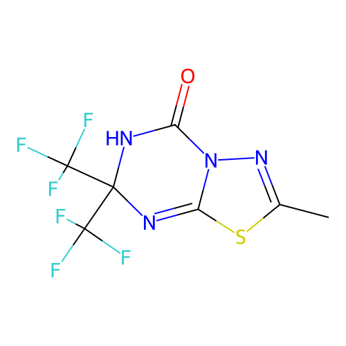 2-Methyl-7,7-bis(trifluoromethyl)-6,7-dihydro-5H-[1,3,4]thiadiazolo[3,2-a][1,3,5]triazin-5-one structure