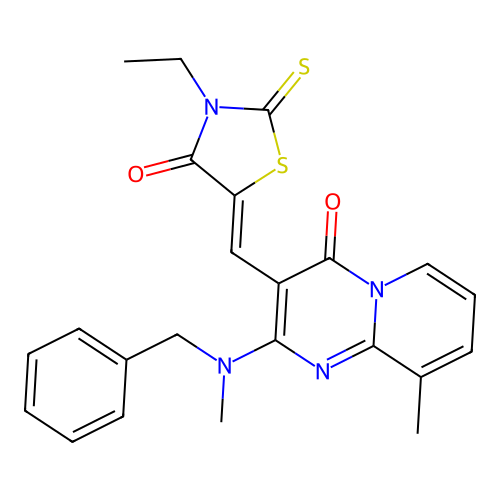 (Z)-5-((2-(benzyl(methyl)amino)-9-methyl-4-oxo-4H-pyrido[1,2-a]pyrimidin-3-yl)methylene)-3-ethyl-2-thioxothiazolidin-4-one structure