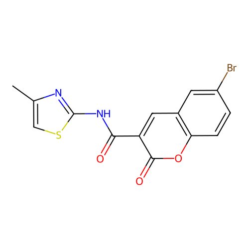 6-bromo-N-(4-methyl-1,3-thiazol-2-yl)-2-oxo-2H-chromene-3-carboxamide structure