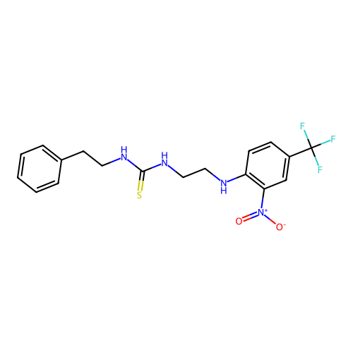 1-(2-{[2-Nitro-4-(trifluoromethyl)phenyl]amino}ethyl)-3-(2-phenylethyl)thiourea structure