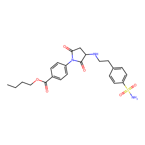 Butyl 4-(2,5-dioxo-3-{[2-(4-sulfamoylphenyl)ethyl]amino}pyrrolidin-1-yl)benzoate structure