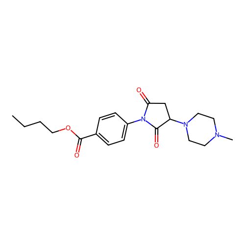 Butyl 4-[3-(4-methylpiperazin-1-yl)-2,5-dioxopyrrolidin-1-yl]benzoate structure