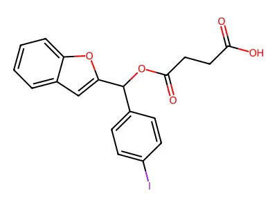 Succinic acid, mono(alpha-2-benzofuranyl-p-iodobenzyl) ester structure