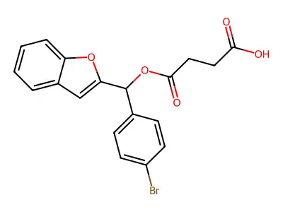 Succinic acid, mono(alpha-2-benzofuranyl-p-bromobenzyl) ester structure