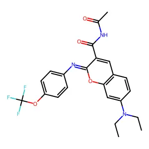 (2Z)-N-acetyl-7-(diethylamino)-2-{[4-(trifluoromethoxy)phenyl]imino}-2H-chromene-3-carboxamide structure