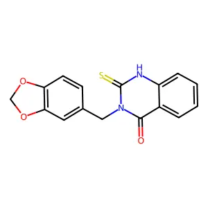 3-(1,3-benzodioxol-5-ylmethyl)-2-thioxo-2,3-dihydroquinazolin-4(1H)-one structure