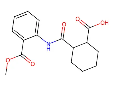 2-({[2-(Methoxycarbonyl)phenyl]amino}carbonyl)cyclohexanecarboxylic acid structure