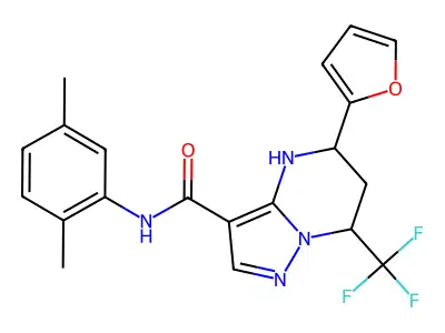 N-(2,5-dimethylphenyl)-5-(furan-2-yl)-7-(trifluoromethyl)-4,5,6,7-tetrahydropyrazolo[1,5-a]pyrimidine-3-carboxamide structure