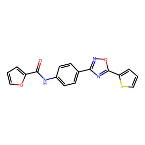 N-[4-(5-thiophen-2-yl-1,2,4-oxadiazol-3-yl)phenyl]furan-2-carboxamide structure