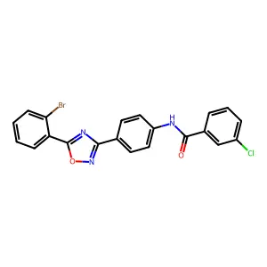 N-{4-[5-(2-bromophenyl)-1,2,4-oxadiazol-3-yl]phenyl}-3-chlorobenzamide structure