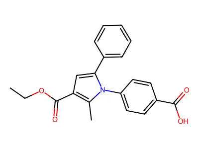 4-[3-(Ethoxycarbonyl)-2-methyl-5-phenyl-1H-pyrrol-1-yl]benzoic acid structure