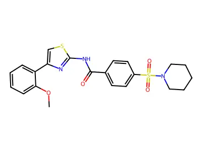 N-(4-(2-methoxyphenyl)thiazol-2-yl)-4-(piperidin-1-ylsulfonyl)benzamide structure