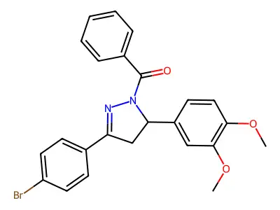 1-benzoyl-3-(4-bromophenyl)-5-(3,4-dimethoxyphenyl)-4,5-dihydro-1H-pyrazole structure