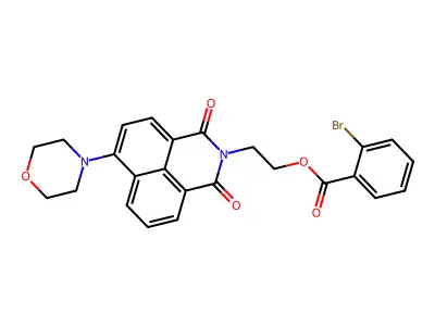 2-(6-morpholino-1,3-dioxo-1H-benzo[de]isoquinolin-2(3H)-yl)ethyl 2-bromobenzoate structure