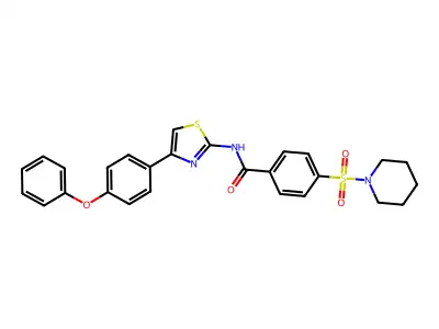 N-(4-(4-phenoxyphenyl)thiazol-2-yl)-4-(piperidin-1-ylsulfonyl)benzamide structure