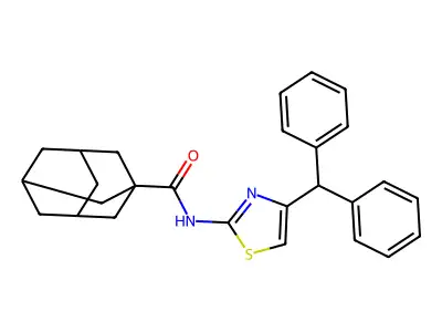 N-(4-benzhydryl-1,3-thiazol-2-yl)adamantane-1-carboxamide structure