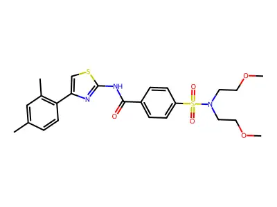 4-[bis(2-methoxyethyl)sulfamoyl]-N-[4-(2,4-dimethylphenyl)-1,3-thiazol-2-yl]benzamide structure