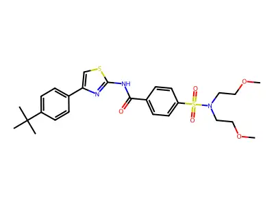 4-[bis(2-methoxyethyl)sulfamoyl]-N-[4-(4-tert-butylphenyl)-1,3-thiazol-2-yl]benzamide structure