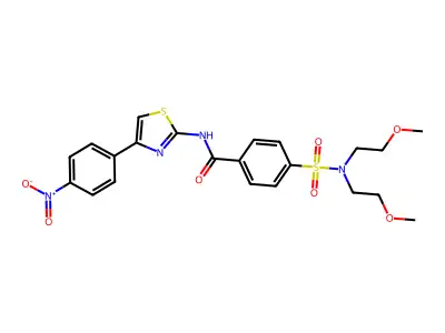 4-[bis(2-methoxyethyl)sulfamoyl]-N-[4-(4-nitrophenyl)-1,3-thiazol-2-yl]benzamide structure