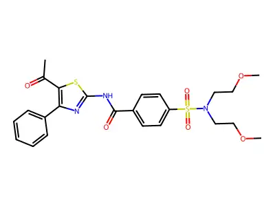 N-(5-acetyl-4-phenyl-1,3-thiazol-2-yl)-4-[bis(2-methoxyethyl)sulfamoyl]benzamide structure