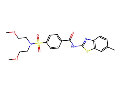 4-[bis(2-methoxyethyl)sulfamoyl]-N-(6-methyl-1,3-benzothiazol-2-yl)benzamide structure