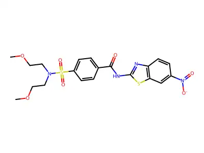 4-[bis(2-methoxyethyl)sulfamoyl]-N-(6-nitro-1,3-benzothiazol-2-yl)benzamide structure