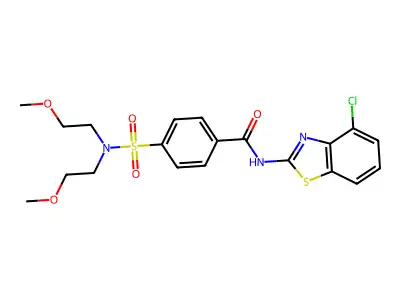 4-[bis(2-methoxyethyl)sulfamoyl]-N-(4-chloro-1,3-benzothiazol-2-yl)benzamide structure