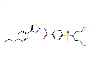 4-[bis(2-methoxyethyl)sulfamoyl]-N-[4-(4-ethoxyphenyl)-1,3-thiazol-2-yl]benzamide structure